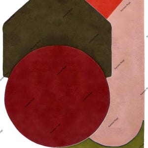 Modern Irregular Shaped Rug - Handmade Colorful Abstract Area Carpet, Wavy Accent Floor Mat for Living Room, Bedroom, Playful Home Decor Rug