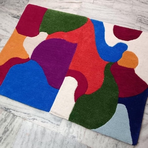 Modern Designer Hand Tufted Wool Area Rug Modern Area Rug Handmade Area Rug Hand Tuft Rugs Modern Rugs Living Room Rugs Customized Any Color