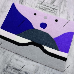 Modern Abstract irregular shape unique Handmade Rug for Living Room Bedroom office 5x8 6x9 8x10 Designer Rug Multi Customized In Any Color