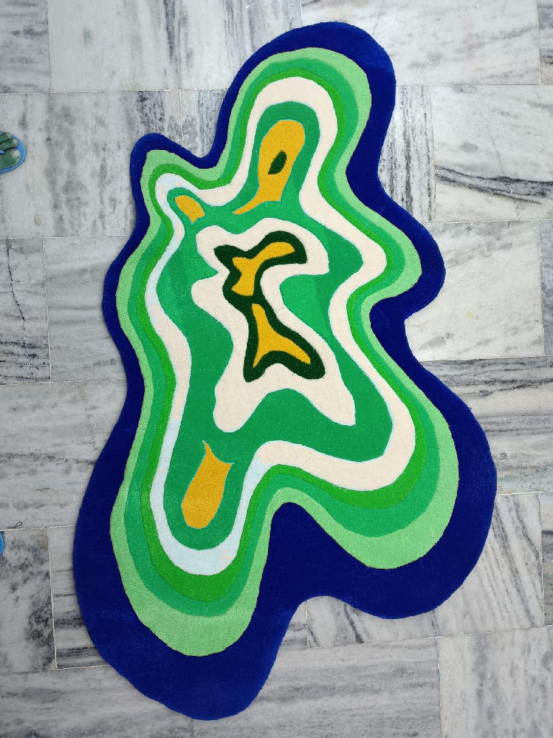 Hand Tufted Wool Rug: Amoeba Squiggle Shape, Home Decor Carpet - Etsy