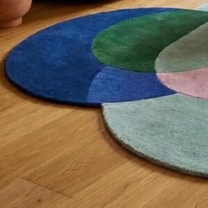 Modern Abstract Wool Rug Irregular Shape Multicolor Geometric Area Carpet Mid-Centuary Modern Rug Hand-Tufted Living Room Decor 3x3,5,5,9x9 image 6