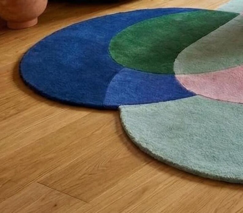 Modern Abstract Wool Rug Irregular Shape Multicolor Geometric Area Carpet Mid-Centuary Modern Rug Hand-Tufted Living Room Decor 3x3,5,5,9x9 image 6