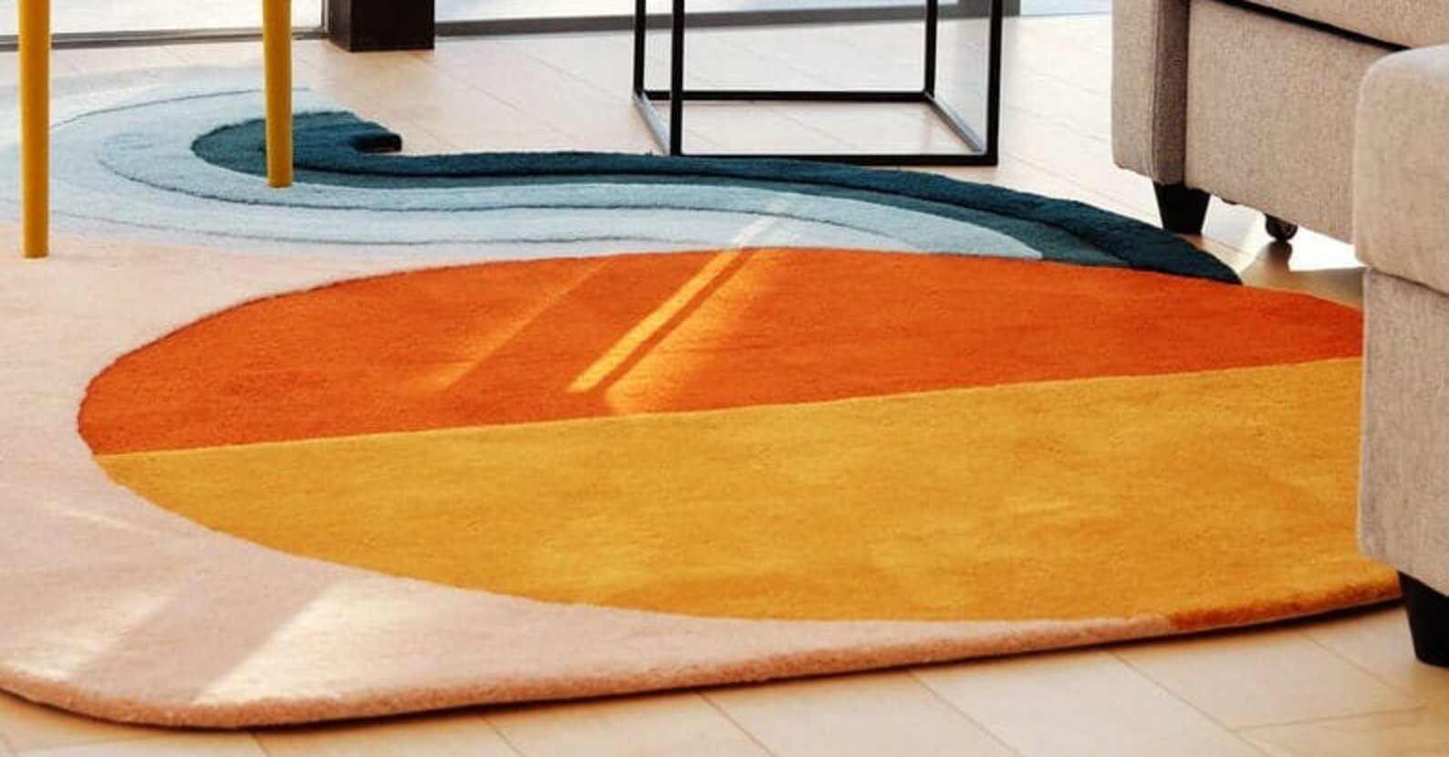 Irregular Rug Modern Abstract Unique Handmade High and Low Pile Rug