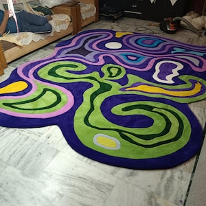 New Minimalist Modern Abstract  irregular shape unique Handmade  Rug for Living Room Bedroom office 5x8 6x9 8x10 Customized In Any Color