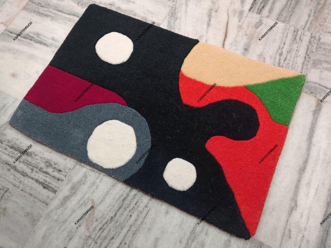 Handmade Irregular Shaped Rug Multi Colorful Rug Rug 100% Fine Woolen ...