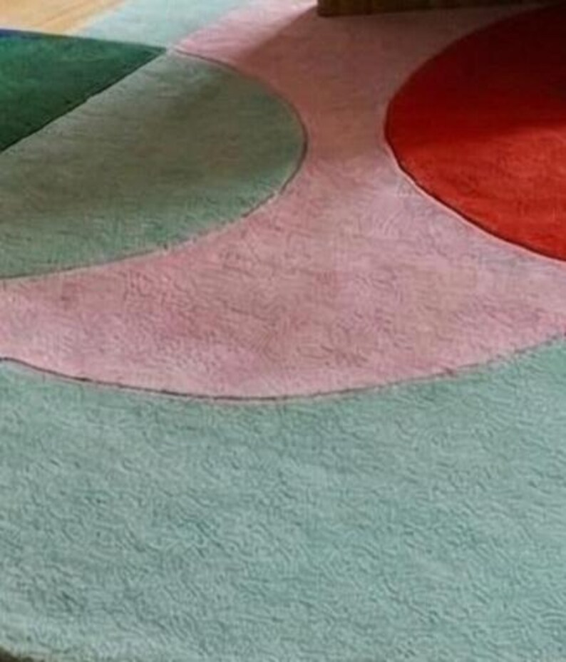 Modern Abstract Wool Rug Irregular Shape Multicolor Geometric Area Carpet Mid-Centuary Modern Rug Hand-Tufted Living Room Decor 3x3,5,5,9x9 image 5