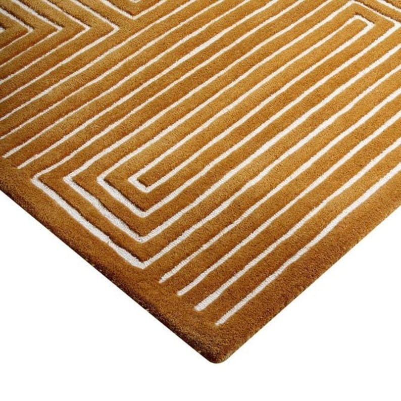 Hand Tufted Dark Green Wool Rug Cut & Loop Rug High and Low Pile Rug ...