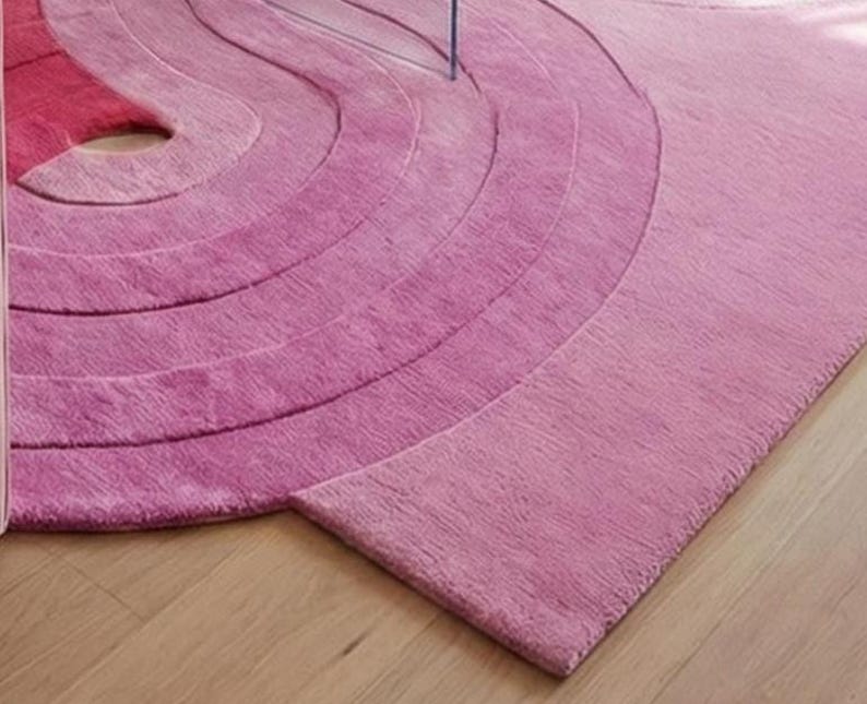 Irregular Shaped Designer Rug Organic Shape Handmade Floor Mat Boho Mid Century Modern Rug Custom Size Hand-Tuft Wool Rug for Living Room image 4