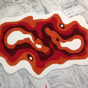 Handmade Irregular Curve Rug - Multi-Color Abstract Wavy Area Carpet, Unique Modern Accent Floor Mat for Living Room & Bedroom Home Decor