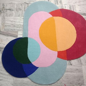 Modern Abstract Wool Rug Irregular Shape Multicolor Geometric Area Carpet Mid-Centuary Modern Rug Hand-Tufted Living Room Decor 3x3,5,5,9x9 image 10