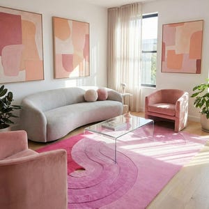 Irregular Shaped Designer Rug Organic Shape Handmade Floor Mat Boho Mid Century Modern Rug Custom Size Hand-Tuft Wool Rug for Living Room image 6