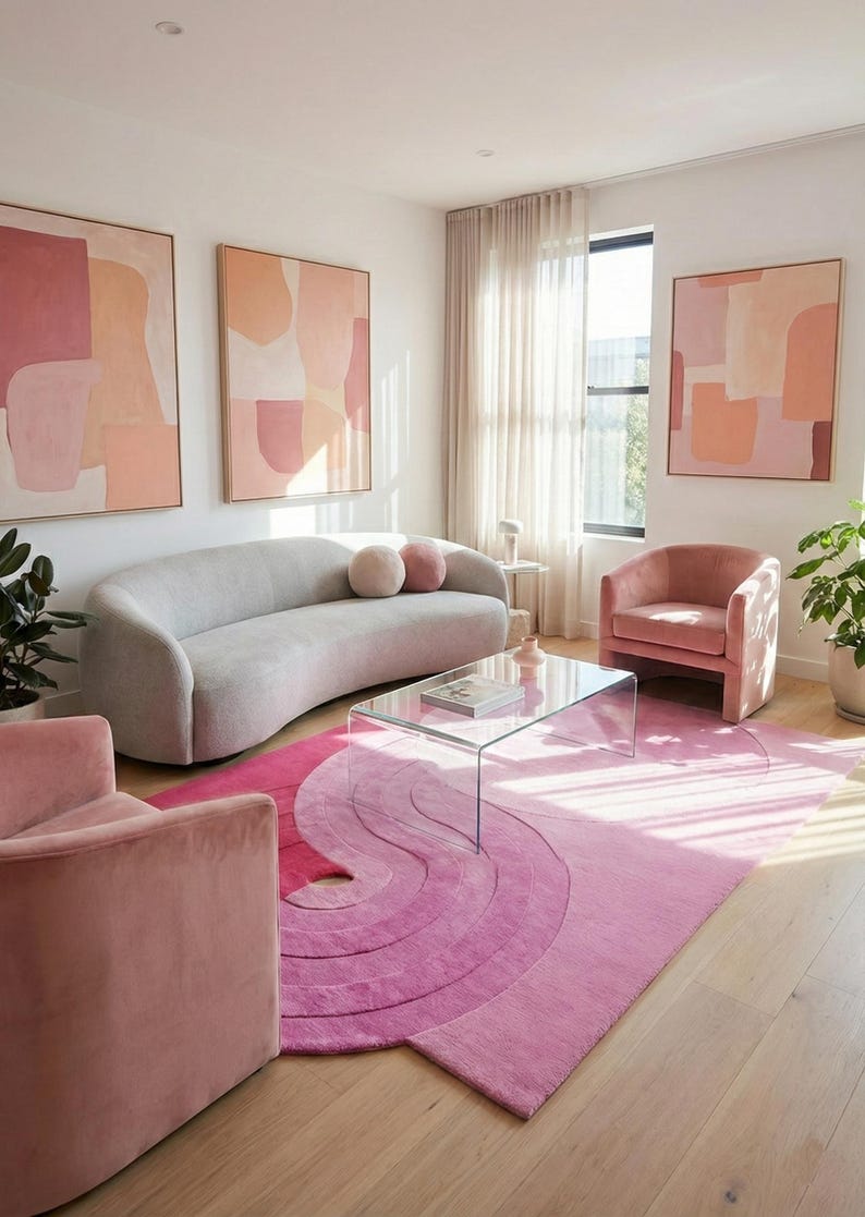 Irregular Shaped Designer Rug Organic Shape Handmade Floor Mat Boho Mid Century Modern Rug Custom Size Hand-Tuft Wool Rug for Living Room image 6