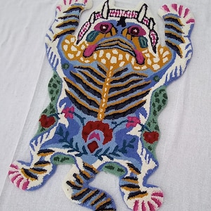 Hand Tufted Tibetan Tiger Rug New Pattern / Animal Rug /Skin Rug Carpet For Living Room ,Bedroom, Home Decor Rug Anti-Slip Cotton Baking 3x5
