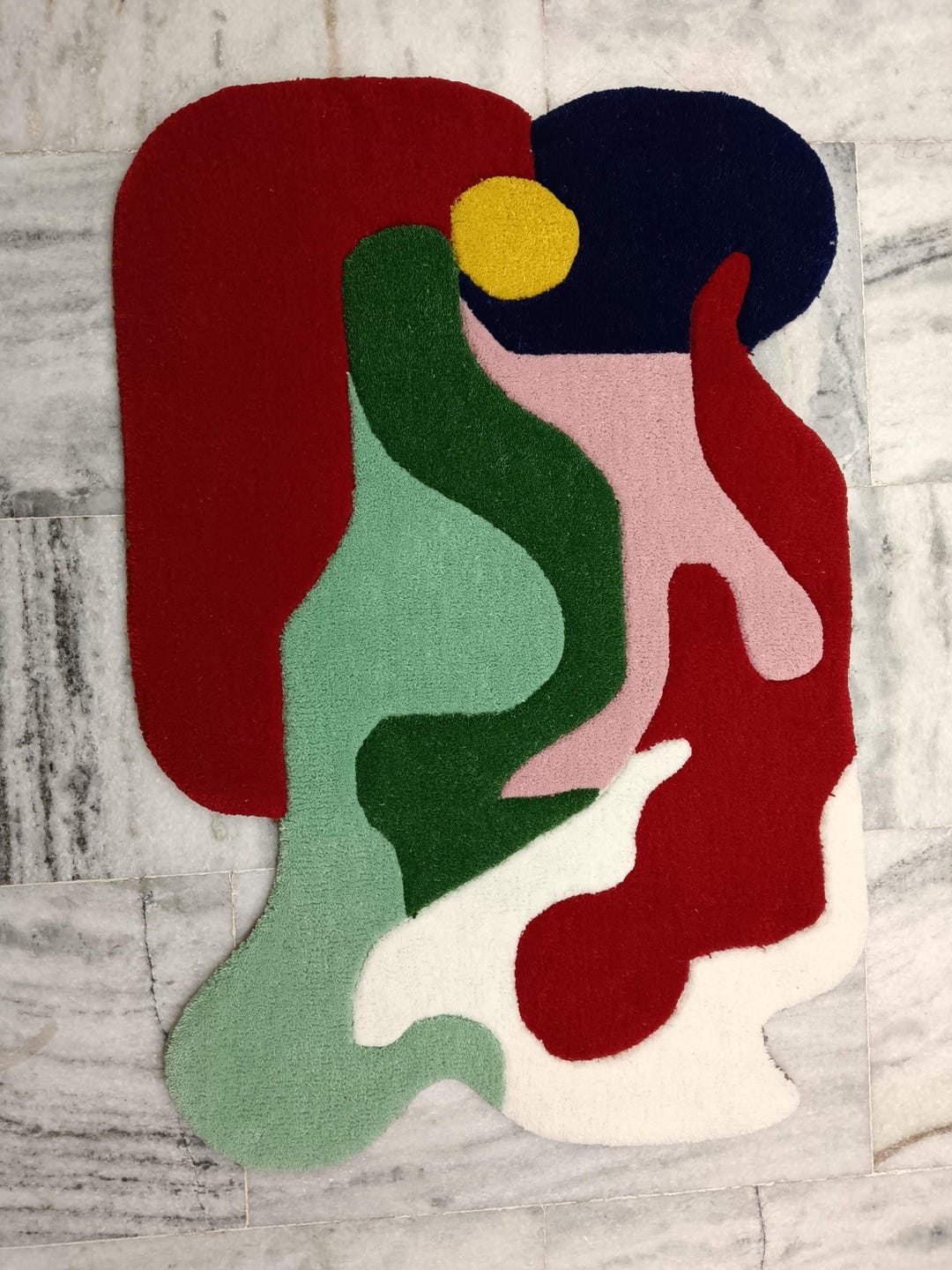 New Premium Amoeba Squiggle Shaped Throw Rug Hand Tuft 100% Wool ...