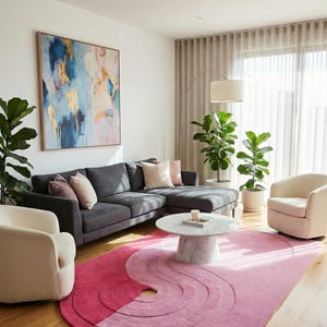 Irregular Shaped Designer Rug Organic Shape Handmade Floor Mat Boho Mid Century Modern Rug Custom Size Hand-Tuft Wool Rug for Living Room image 5