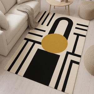 Geometrisk ullmatta, handtuftad abstrakt design