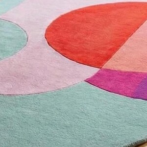 Modern Abstract Wool Rug Irregular Shape Multicolor Geometric Area Carpet Mid-Centuary Modern Rug Hand-Tufted Living Room Decor 3x3,5,5,9x9 image 7