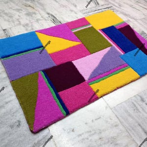 Modern Designer Hand Tufted Wool Area Rug Modern Area Rug Handmade Area Rug Hand Tuft Rugs Modern Rugs Living Room Rugs Bed Vintage Rug