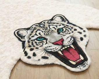 Hand Tufted Tibetan Tiger Rug New Pattern Animal Rug Skin Rug Carpet For Living Room ,Bedroom,Home Decor Rug Anti-Slip Cotton Baking 3x5