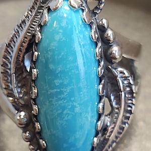 Beautifully detailed Sterling Silver (925) and Turquoise Ring, by Carolyn Pollack Relios, size 6