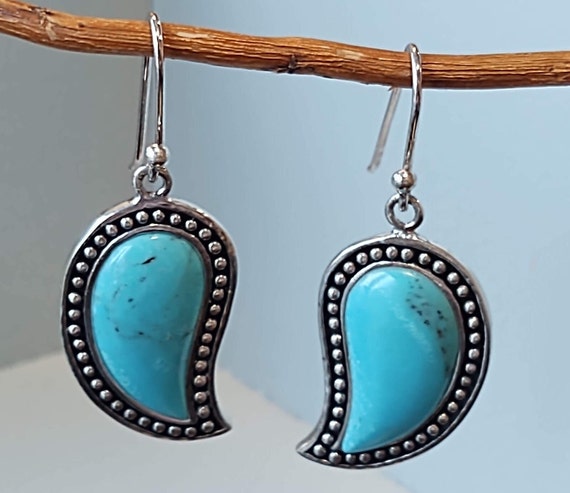 Gorgeous Sterling Silver and Turquoise Drop Earri… - image 3