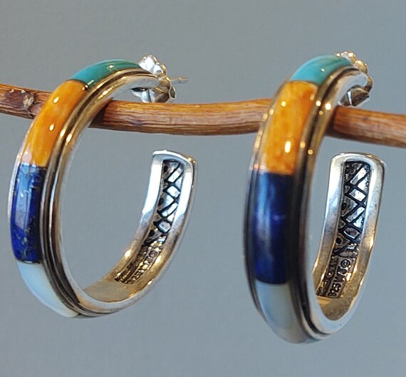 Sterling Silver, Lapis, Turquoise, Spiny Oyster, … - image 1