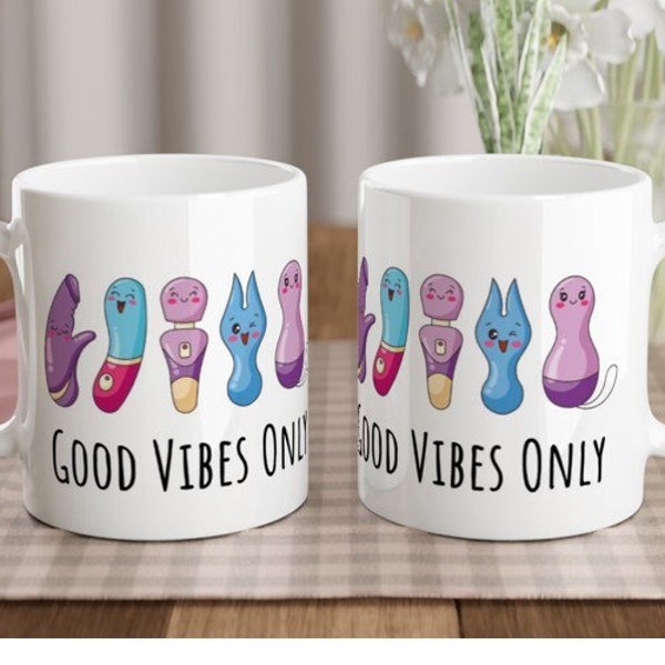 Good Vibes Only Funny Adult Humour Mug Hen Do Birthday Gift Vibrator Female Cup