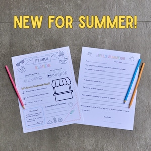 ¡Se acabaron las clases, es verano! - Plantillas para amigos por correspondencia para pequeños escritores (juego de 2 hojas) - Ideas de escritura para niños - Descarga digital