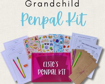 Personalized Grandchild Penpal Kit | Letter Writing Set for Kids | Grandma Grandpa Gift