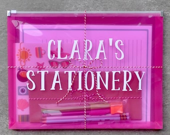 Girl Personalized Stationery Kit | Letter Writing Set with Kraft Envelopes