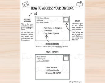 Kids Envelope Addressing Guide | Penpal & Homeschool (PDF Template)