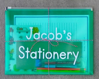 Boy Personalized Stationery Kit: Letter Writing Set with Kraft Envelopes
