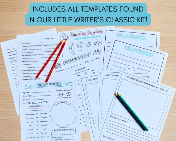 Kids Penpal Kit Templates | Letter Writing Prompts (Digital Download)