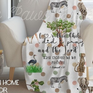 Baby Blanket Baby Girl Blanket Christian Nursery Safari Blanket Bible Verse Blanket Baby Gifts Baby Shower Gift Religious Blanket for Baby