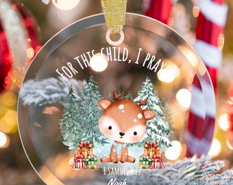 Adorno navideño personalizado para bebé: recuerdo de cristal con la imagen de Cristo