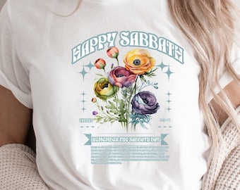 Happy Sabbath Wildflower T-Shirt - Christian Graphic Tee