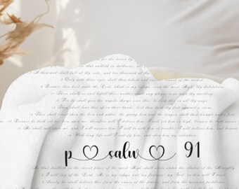 Psalm 91 Velveteen Microfiber Blanket: Christian Throw Bedding