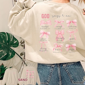 Trendy Religious Worship Sweatshirt Teenage Girl Gift Christian Aesthetic TShirt Bible Verse Easter Clothing Coquette Bow Balletcore Preppy