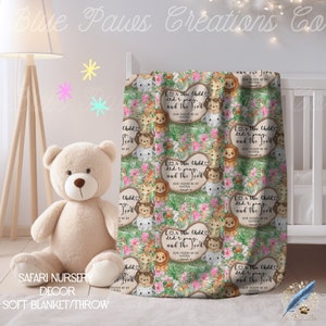 Lion Blanket Safari Nursery Decor Gift For This Child I Prayed Blanket Animals Blanket Christian Baby Blanket Baby Shower Gift Bible Blanket