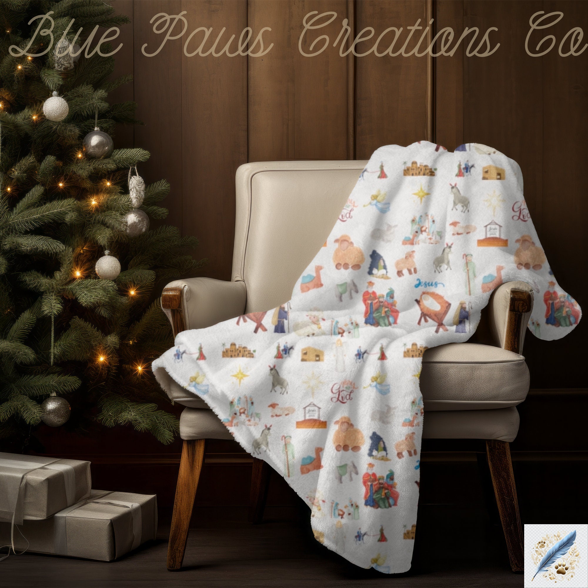 Velveteen Minky Blanket Christmas Nativity Throw 50x60 Blanket Etsy