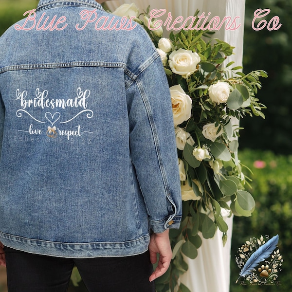 Bridesmaid Jean Jacket Bridesmaid Proposal Denim Shirt Bachelorette Party Outfit Christian Bridal Shower Wedding Shirts Gift for Bridesmaid