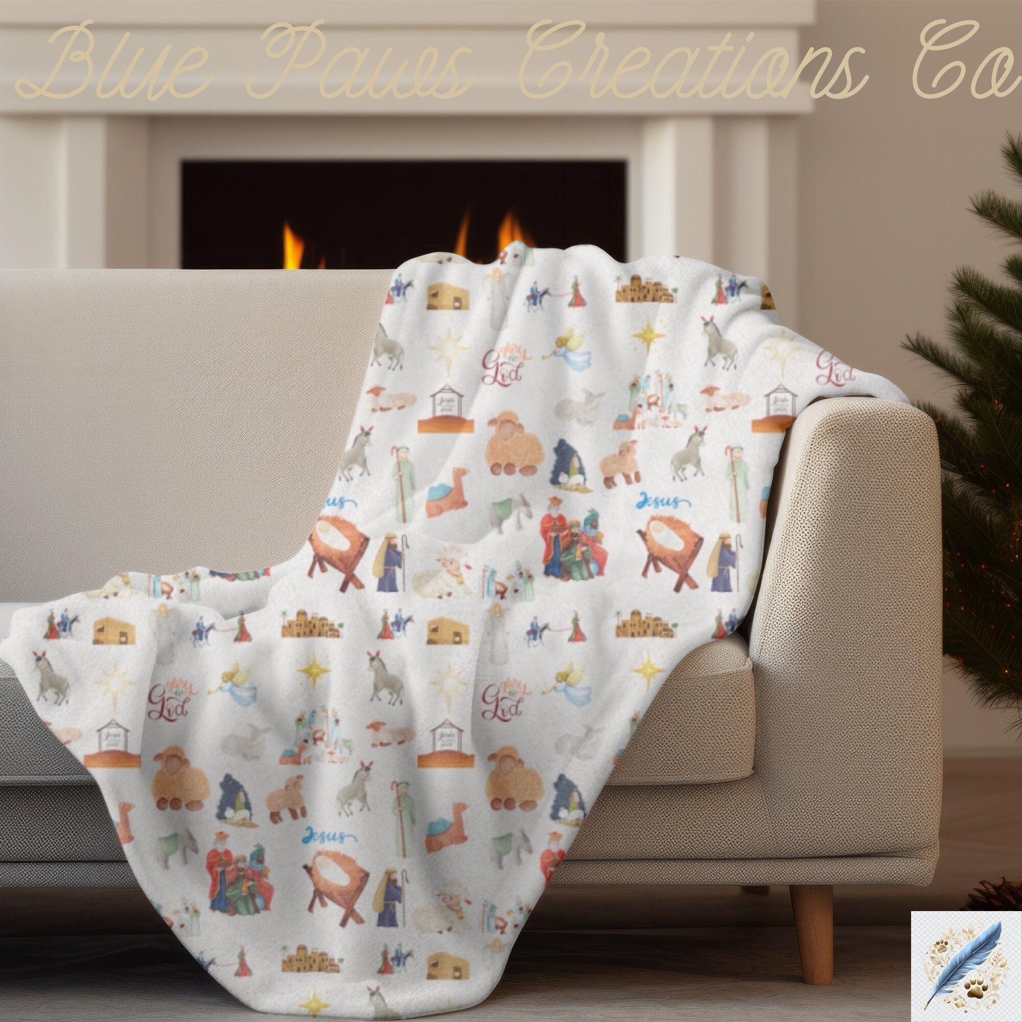 Velveteen Minky Blanket Christmas Nativity Throw 50x60 Blanket Etsy