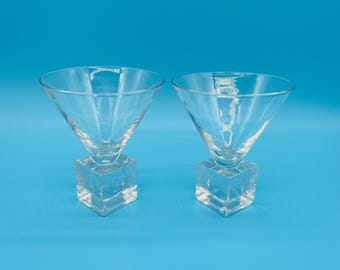 Vintage Set of TWO Ice Cube Martini Glasses, MCM