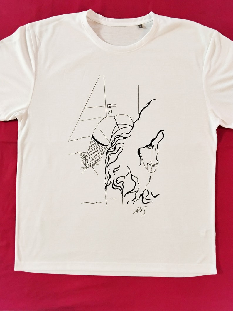 T-shirt bianca con stampa a scelta. Abbigliamento unisex. immagine 4