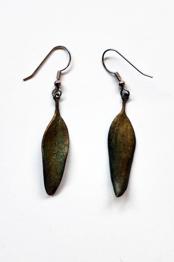 A-13 Earrings - metal leaf