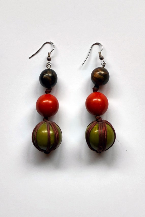 A-1 Earrings - wooden beads