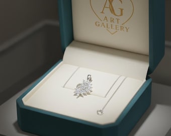 Colgante de flor / Dije floral de corte marquesa y redondo de circonita cúbica / Delicado regalo de joyería nupcial