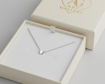 Dainty Sterling Silver Butterfly Necklace: Minimalist Charm Pendant
