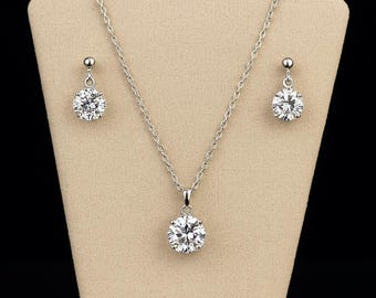 Sieradenset 925 sterlingzilver | Ketting en oorbellen | Minimalistische bruidscadeauset