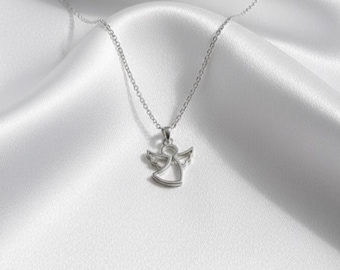 Sterling Silver Angel Necklace - Dainty Guardian Charm